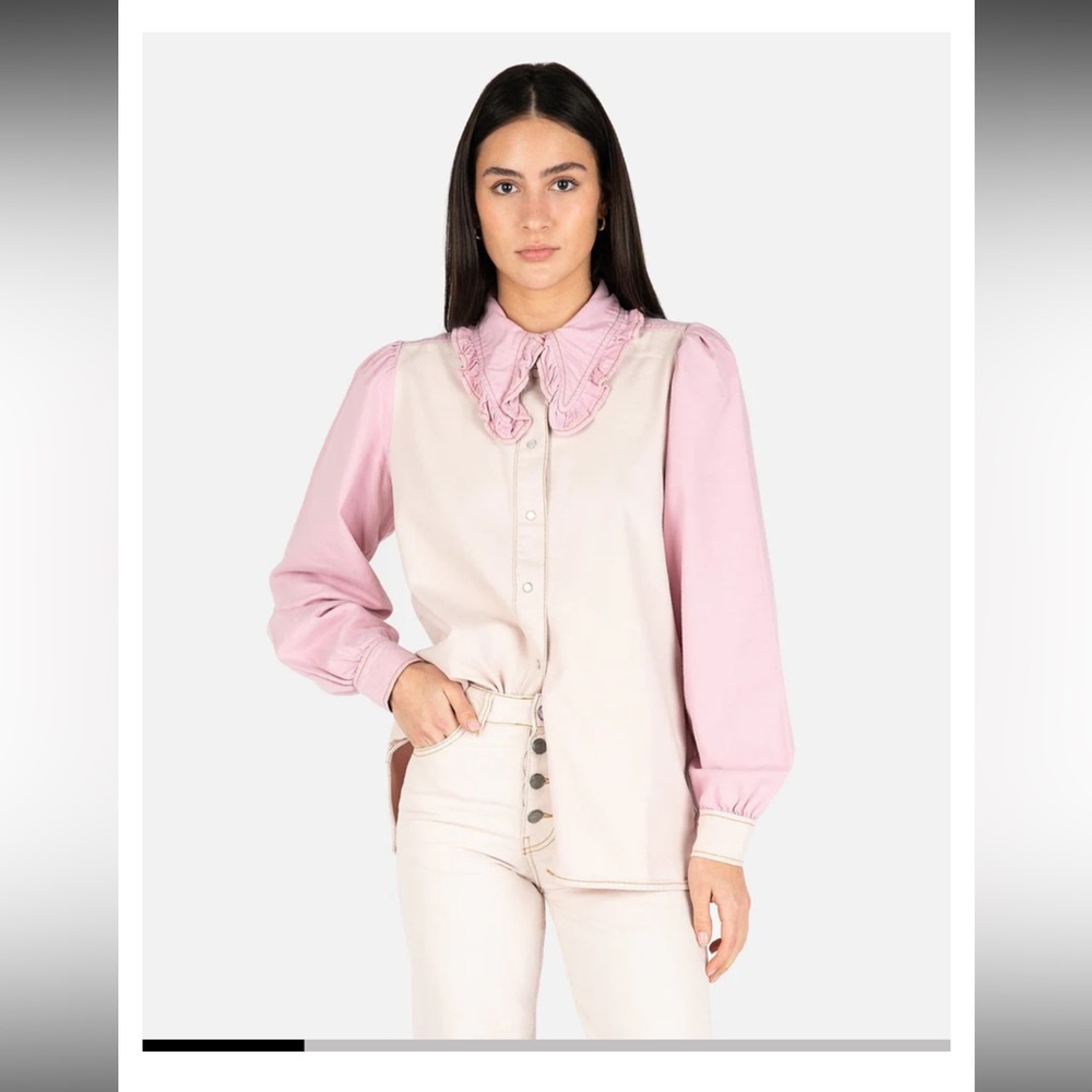 Blue B Collection Chic Pink and Cream Women's Blouse 💗